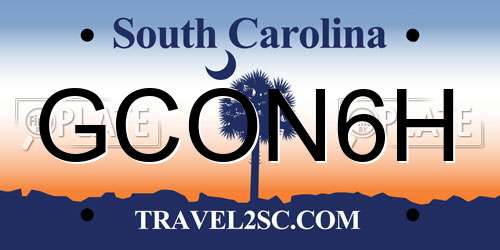GCON6H South Carolina License Plate