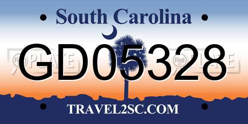 GD05328 South Carolina License Plate