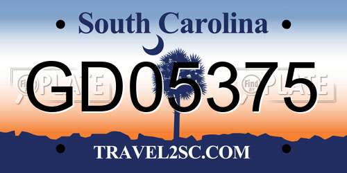 GD05375 South Carolina License Plate
