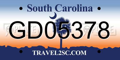 GD05378 South Carolina License Plate