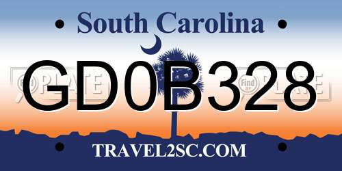 GD0B328 South Carolina License Plate