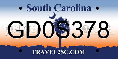 GD0S378 South Carolina License Plate