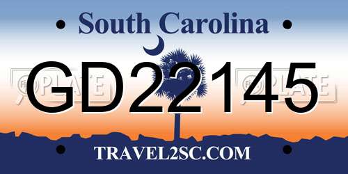 GD22145 South Carolina License Plate