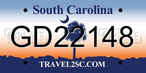 GD22148 South Carolina License Plate