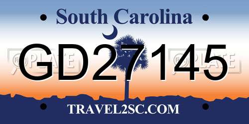 GD27145 South Carolina License Plate