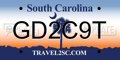 GD2C9T South Carolina License Plate