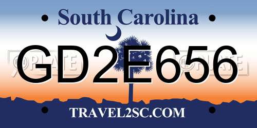 GD2E656 South Carolina License Plate