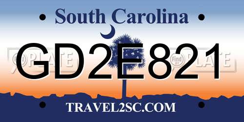 GD2E821 South Carolina License Plate