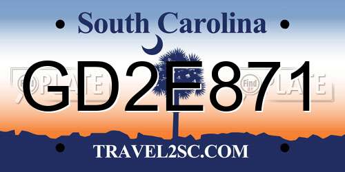 GD2E871 South Carolina License Plate