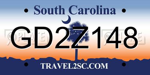 GD2Z148 South Carolina License Plate