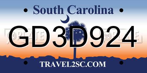 GD3D924 South Carolina License Plate