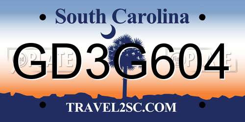 GD3G604 South Carolina License Plate