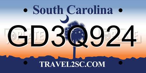 GD3Q924 South Carolina License Plate