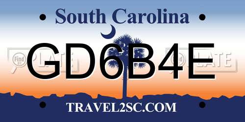 GD6B4E South Carolina License Plate