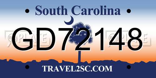 GD72148 South Carolina License Plate