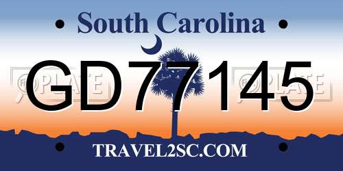 GD77145 South Carolina License Plate