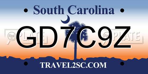 GD7C9Z South Carolina License Plate