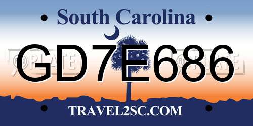 GD7E686 South Carolina License Plate