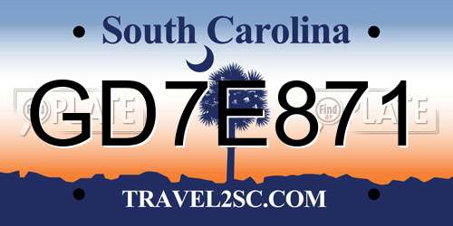 GD7E871 South Carolina License Plate