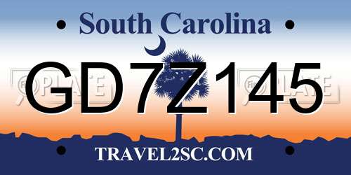 GD7Z145 South Carolina License Plate