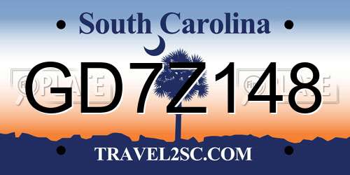 GD7Z148 South Carolina License Plate