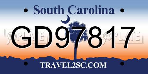 GD97817 South Carolina License Plate