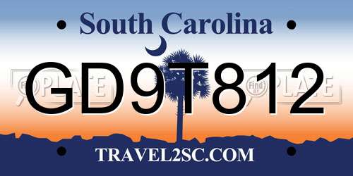 GD9T812 South Carolina License Plate
