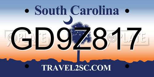 GD9Z817 South Carolina License Plate
