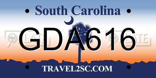 GDA616 South Carolina License Plate