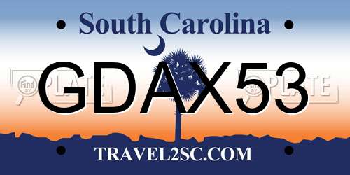 GDAX53 South Carolina License Plate