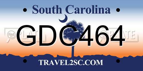 GDC464 South Carolina License Plate