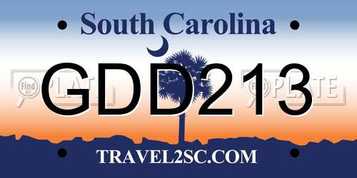 GDD213 South Carolina License Plate