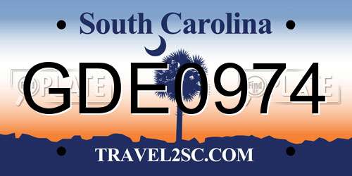 GDE0974 South Carolina License Plate
