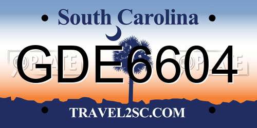 GDE6604 South Carolina License Plate