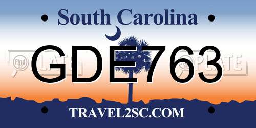 GDE763 South Carolina License Plate