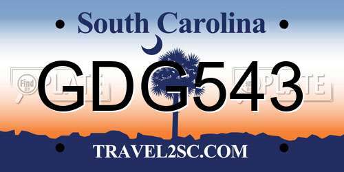 GDG543 South Carolina License Plate