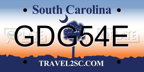 GDG54E South Carolina License Plate