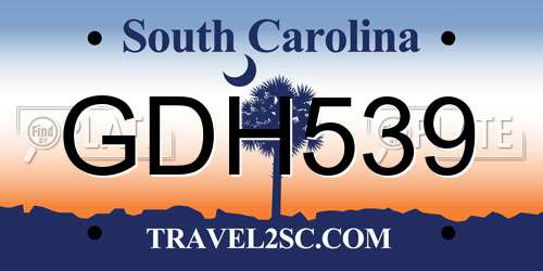 GDH539 South Carolina License Plate