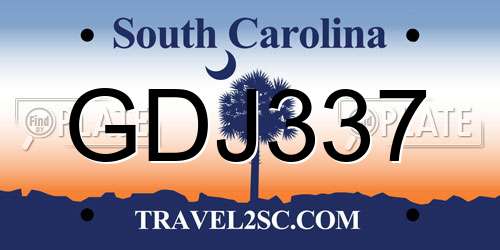 GDJ337 South Carolina License Plate