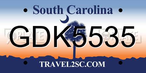 GDK5535 South Carolina License Plate