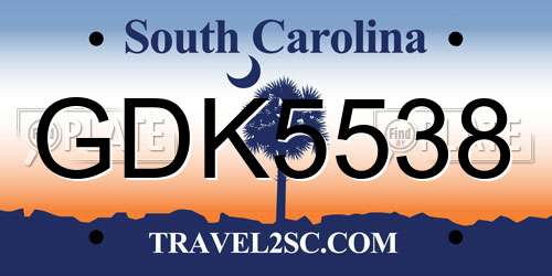 GDK5538 South Carolina License Plate