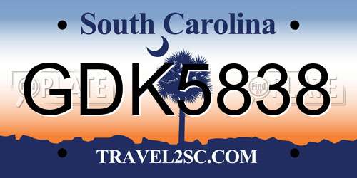 GDK5838 South Carolina License Plate