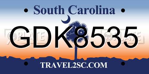 GDK8535 South Carolina License Plate