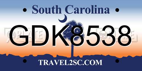 GDK8538 South Carolina License Plate