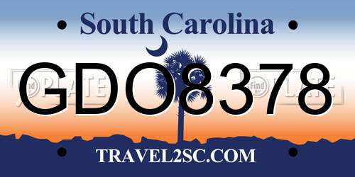 GDO8378 South Carolina License Plate