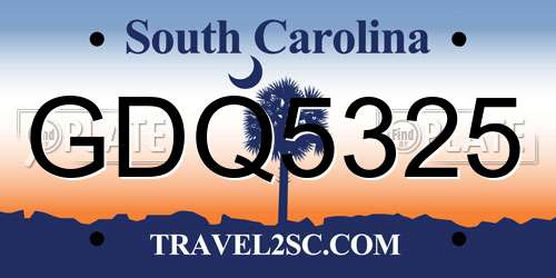 GDQ5325 South Carolina License Plate
