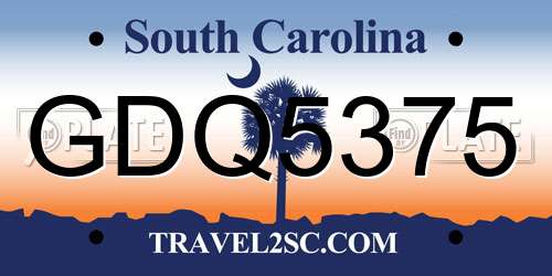 GDQ5375 South Carolina License Plate