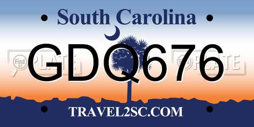 GDQ676 South Carolina License Plate
