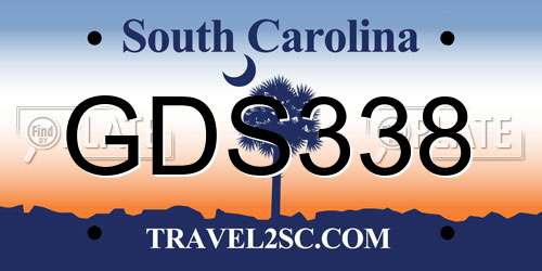 GDS338 South Carolina License Plate