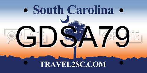 GDSA79 South Carolina License Plate